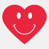 Rood en wit gezicht hart sticker (Voorkant)