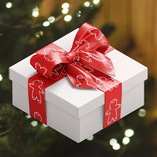 Rood en Wit Gingerbread Heren Satijnen Lint