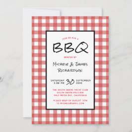 Rood en Wit Gingham BBQ Picknickfeest Kaart