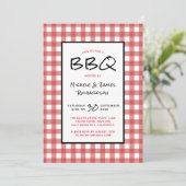 Rood en Wit Gingham BBQ Picknickfeest Kaart (Staand voorkant)