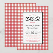 Rood en Wit Gingham BBQ Picknickfeest Kaart (Voorkant / Achterkant)