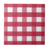 Rood en Wit Gingham bewerkbaar Label Keramische Te Tegeltje (Voorkant)
