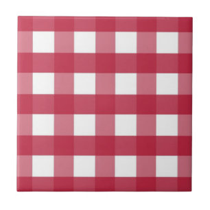 Rood en Wit Gingham bewerkbaar Label Keramische Te Tegeltje