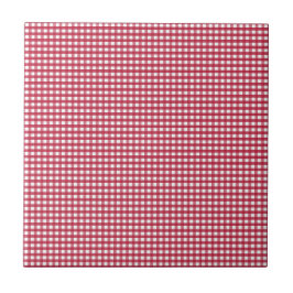 Rood en Wit Gingham bewerkbaar label Tegeltje