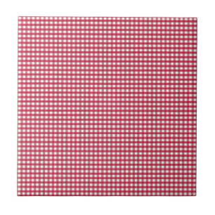 Rood en Wit Gingham bewerkbaar label Tegeltje