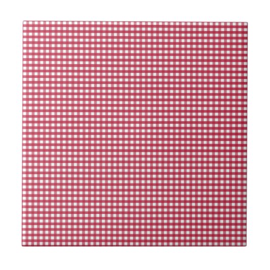 Rood en Wit Gingham bewerkbaar label Tegeltje (Voorkant)