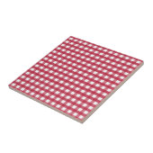 Rood en Wit Gingham bewerkbaar label Tegeltje (Zijkant)