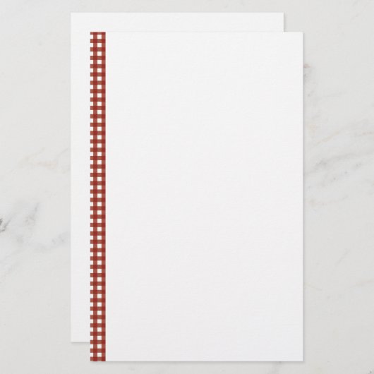 Rood en wit Gingham Briefpapier (Voorkant / Achterkant)