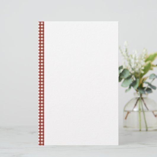 Rood en wit Gingham Briefpapier (Staand voorkant)