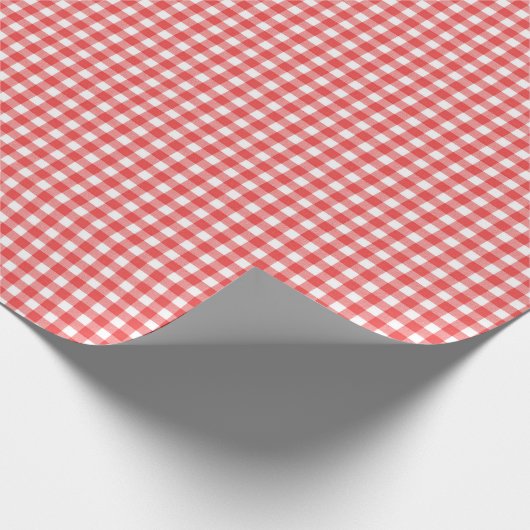 Rood en wit Gingham Cadeaupapier (Hoek)
