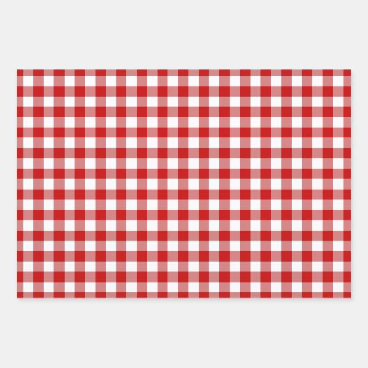 Rood en wit Gingham Check 3 Siza Glossy Inpakpapier Vel (Voorkant)
