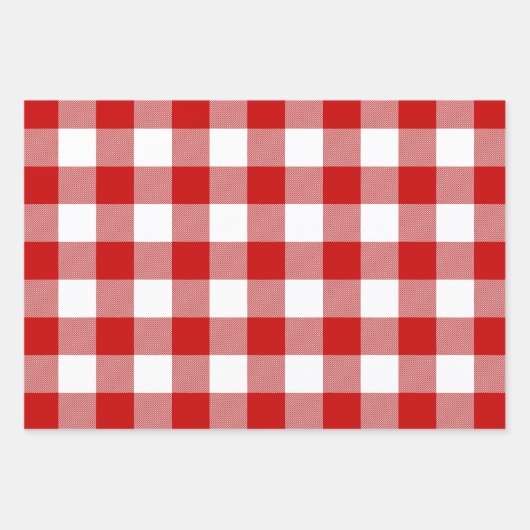 Rood en wit Gingham Check 3 Siza Glossy Inpakpapier Vel (Voorkant 3)