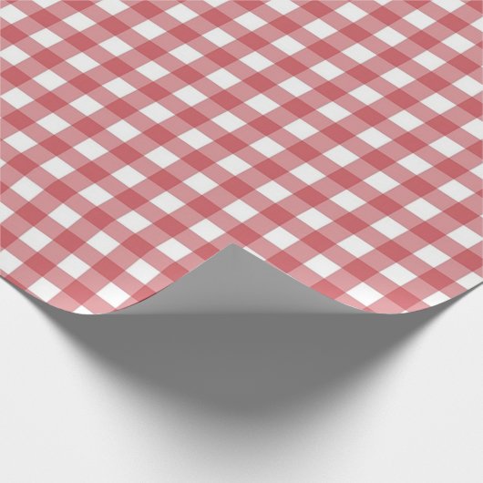 Rood en wit. Gingham Check. Cadeaupapier (Hoek)