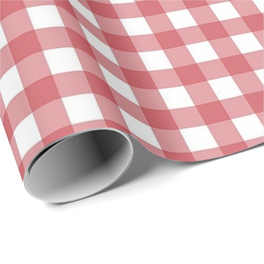 Rood en wit. Gingham Check. Cadeaupapier (Rol Hoek)