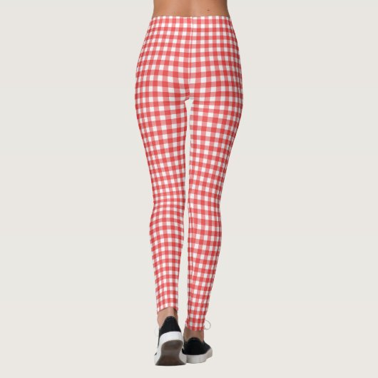 Rood en wit Gingham Check Leggings (Achterkant)