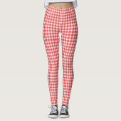 Rood en wit Gingham Check Leggings (Voorkant)