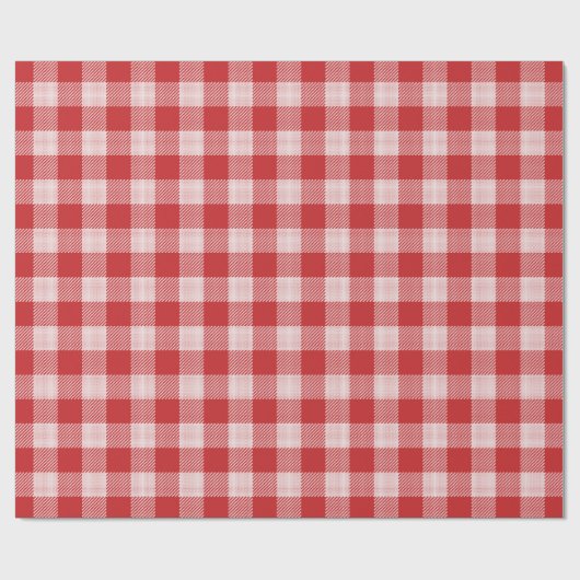 Rood en wit Gingham Check Pattern Cadeaupapier (Vlak)
