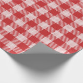 Rood en wit Gingham Check Pattern Cadeaupapier (Hoek)