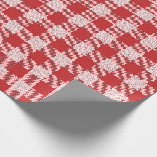 Rood en wit Gingham Check Pattern Cadeaupapier (Hoek)