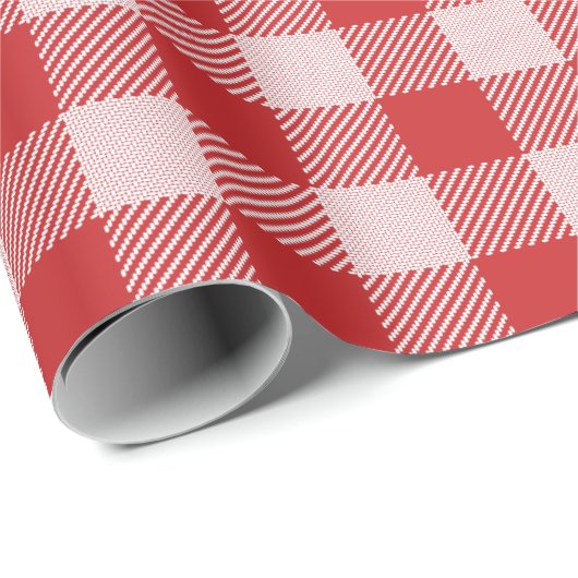 Rood en wit Gingham Check Pattern Cadeaupapier (Rol Hoek)