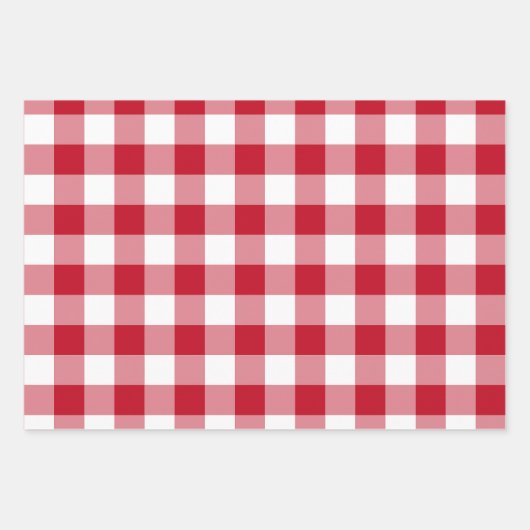 Rood en wit Gingham Check Plaid Inpakpapier Vel (Voorkant 2)