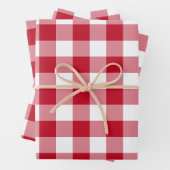 Rood en wit Gingham Check Plaid Inpakpapier Vel (In situ)