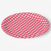 Rood en wit Gingham Checkerboard Papieren Bordje (Gekanteld)