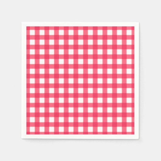 Rood en wit Gingham Checkerboard patroon Servet (Voorkant)