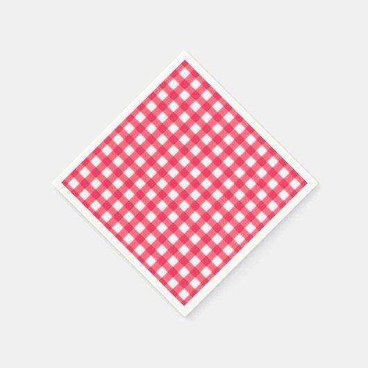 Rood en wit Gingham Checkerboard patroon Servet (Hoek)