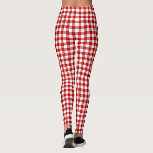 Rood en wit gingham controleren leggings (Achterkant)