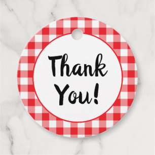 Rood en Wit Gingham Dank Je Bedankjes Labels