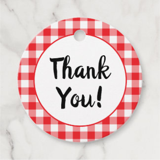Rood en Wit Gingham Dank Je Bedankjes Labels