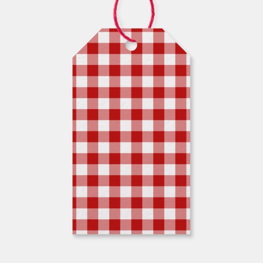 Rood en Wit Gingham Gecontroleerd | Gepersonalisee Cadeaulabel (Achterkant)