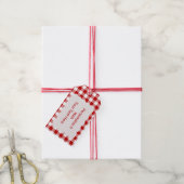Rood en Wit Gingham Gecontroleerd | Gepersonalisee Cadeaulabel (Met Touw)