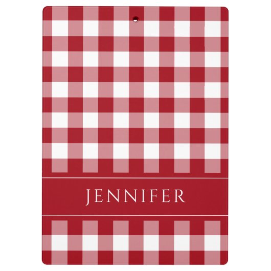 Rood en wit Gingham gecontroleerd patroon Naam Pri Klembord (Achterkant)
