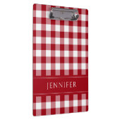 Rood en wit Gingham gecontroleerd patroon Naam Pri Klembord (Rechts)