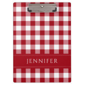 Rood en wit Gingham gecontroleerd patroon Naam Pri Klembord (Voorkant)
