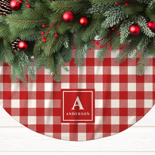 Rood en wit Gingham geruite monogram Kerstboom Rok