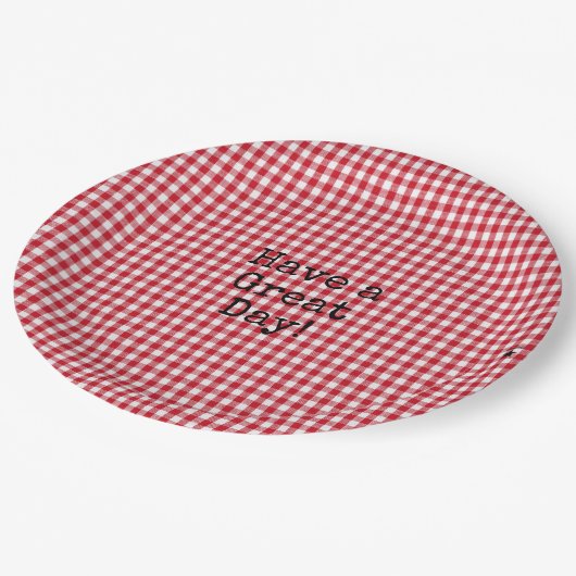 Rood en wit Gingham - HAMbyWG-papieren Bowls Papieren Bordje (Gekanteld)