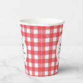 Rood en Wit Gingham Ik doe BBQ Couple's Shower Papieren Bekers (Rechts)