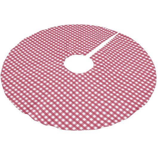 Rood en wit Gingham Kerstboom Rok (Gekanteld)