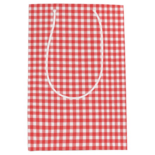 Rood en wit Gingham Medium Cadeauzakje (Voorkant)