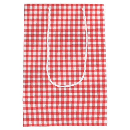 Rood en wit Gingham Medium Cadeauzakje (Achterkant)