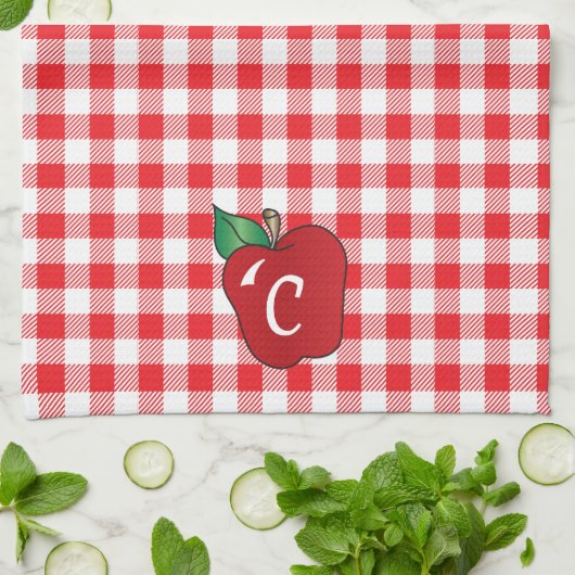 Rood en wit Gingham met Apple Kitchen Towel Theedoek (Gevouwen)