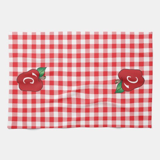 Rood en wit Gingham met Apple Kitchen Towel Theedoek (Horizontaal)