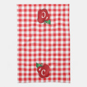 Rood en wit Gingham met Apple Kitchen Towel Theedoek (Verticaal)