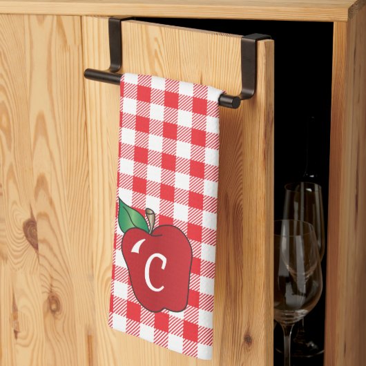 Rood en wit Gingham met Apple Kitchen Towel Theedoek (Derde Gevouwen)