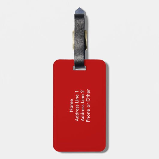 Rood en wit Gingham Monogrammed Bagagelabel (Achterkant verticaal)