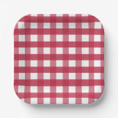 Rood en wit Gingham Papieren Bordje (Voorkant)