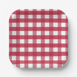 Rood en wit Gingham Papieren Bordje